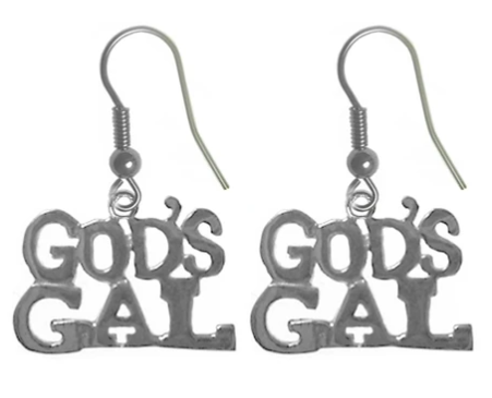 Sterling Silver, Sayings Earrings, "GOD'S GAL" - Click Image to Close