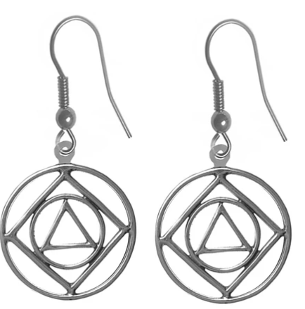Sterling Silver, AA & NA Anonymous Dual Symbol Earrings