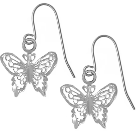 Sterling Silver, Beautiful Small Butterfly Earrings