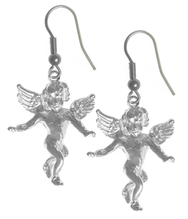 Sterling Silver, Guardian Angel Earrings - Click Image to Close