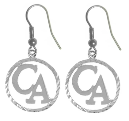 Cocaine Anonymous Earrings, Sterling Silver, "CA" Initials