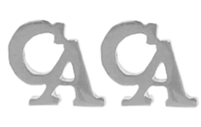 Sterling Silver, Cocaine Anonymous, "CA" Initials Studs - Click Image to Close