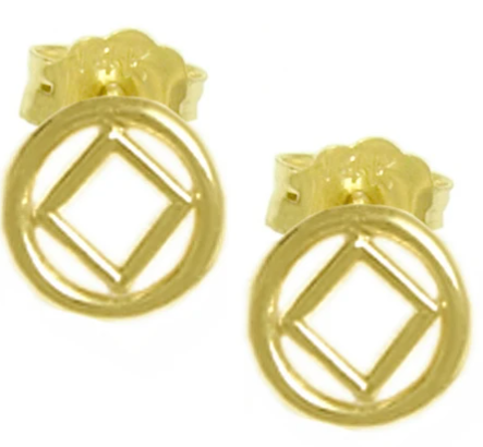 14k Gold Earrings, NA Symbol Small Stud Earrings - Click Image to Close
