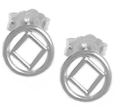 Sterling Silver Earrings, NA Symbol Small Stud Earrings - Click Image to Close