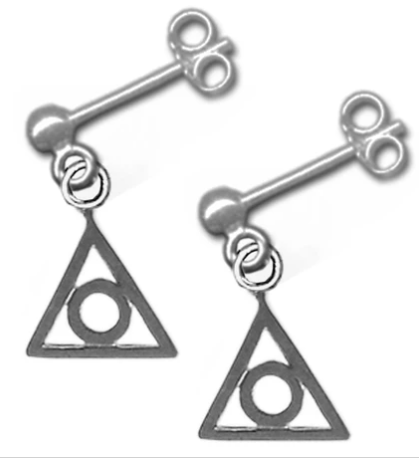 Sterling Silver, Family Recovery Symbol Stud Dangle Earrings - Click Image to Close