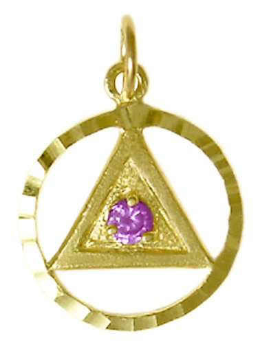 14k Gold, AA Symbol with Solid Triangle,12 Different Birthstones