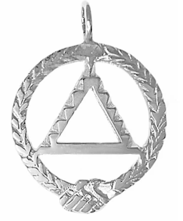 Sterling Silver, AA Circle of the Fellowship, Steps on Triangle - Click Image to Close