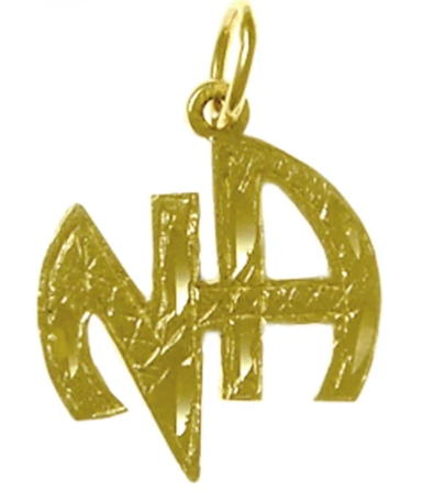 14k Gold, "NA" Initials Pendant - Click Image to Close