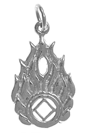 Sterling Silver Pendant, NA Symbol in Flames
