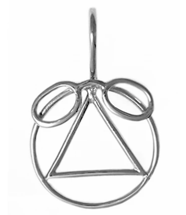 Sterling Silver Pendant, AA Symbol with a "New Pair of Glasses" - Click Image to Close