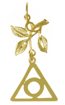 14k Pendant, Family Recovery Symbol with 3 Leaves
