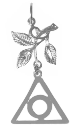 Sterling Silver Pendant, Family Recovery Symbol with 3 Leaves - Click Image to Close