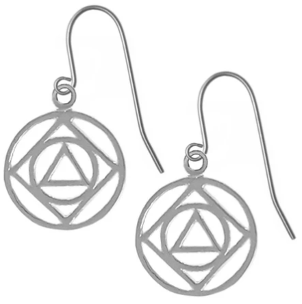 Sterling Silver, AA & NA Anonymous Dual Symbol Earrings - Click Image to Close