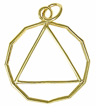 14k Gold, 12 Sided Circle Triangle Pendant, Lrg/Med Size