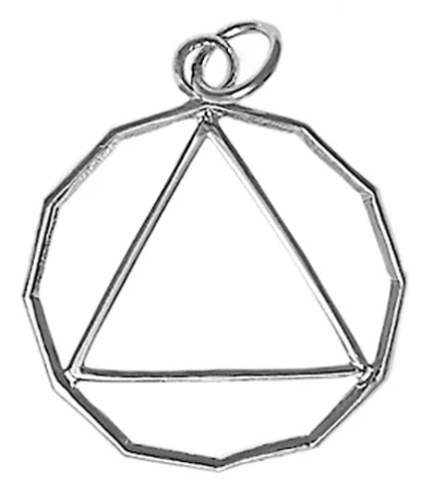 Sterling Silver, 12 Sided Circle Triangle Pendant, Lrg/Med Size