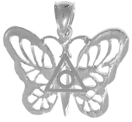 Sterling Silver Pendant, Butterfly with Family Recovery Symbol