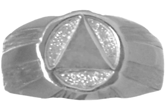 Sterling Silver, Men's Ring with AA Symbol, Signet Style