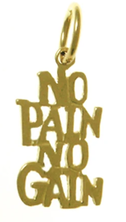 14K Gold, Sayings Pendant, "NO PAIN, NO GAIN"* - Click Image to Close