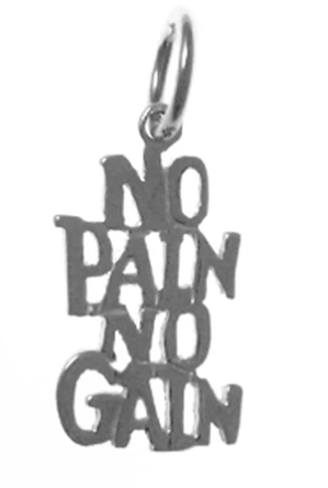 Sterling Silver, Sayings Pendant, "NO PAIN, NO GAIN"