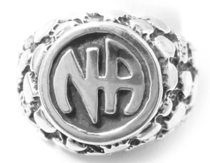 Sterling Silver Men's Ring with NA Initials in a Wide Nugget - Click Image to Close