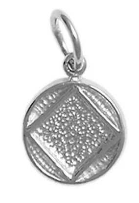 Sterling Silver Pendant, NA Symbol in Solid Textured Coin Style - Click Image to Close