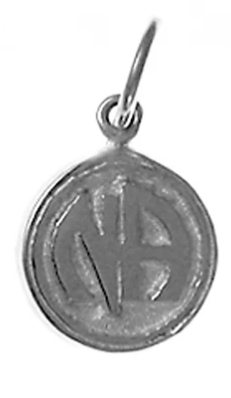 Sterling Pendant, "NA" Initials in Solid Textured Coin Style