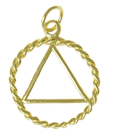 14k Gold, AA Symbol Twist Wire Style Pendant, Medium Size