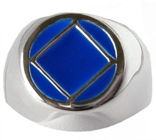Sterling Silver Ring NA Symbol with Blue Enamel