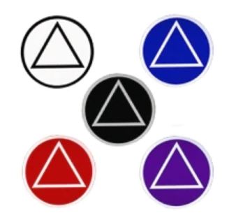 Round Sticker - AA Circle Triangle 1 1/2" - Click Image to Close