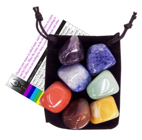 Tumbled Chakra Stones with Velvet Pouch - Click Image to Close