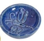Ceramic Incense Burner Bowl with Embossed Design - BLUE