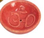 Ceramic Incense Burner Bowl with Embossed Design - RED
