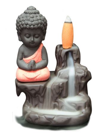 Ceramic Backflow Incense Burner - Waterfall Buddha - Click Image to Close
