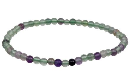 Rainbow Fluorite Round Beaded Elastic Bracelet