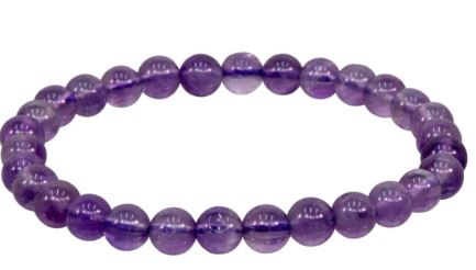 Amethyst Round 6-8mm Beaded Elastic Bracelet