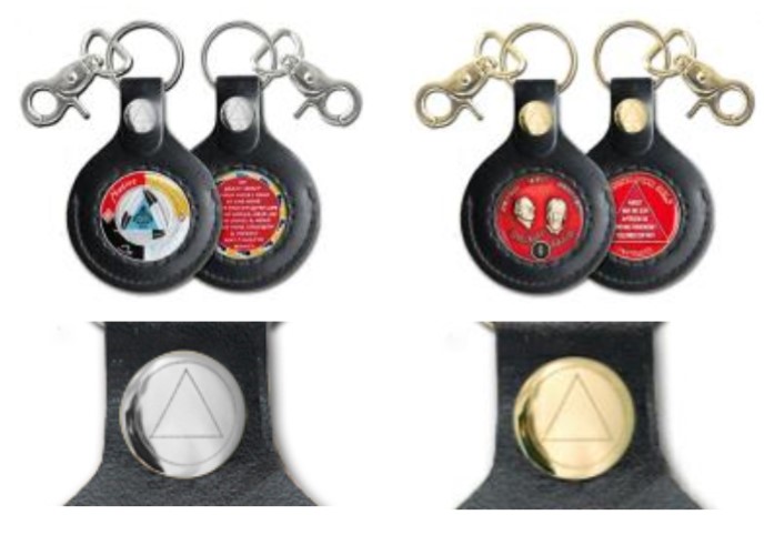 NA Two-side Key Fob Gold or Silver finish Clasp Medallion Holder Key Chain