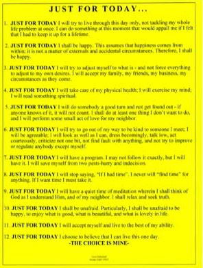 Just for Today Laminated Poster - Click Image to Close