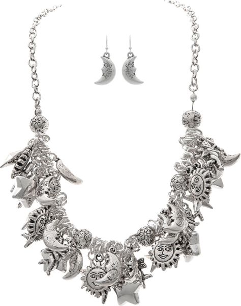 Silver Celestial Big Charms Necklace