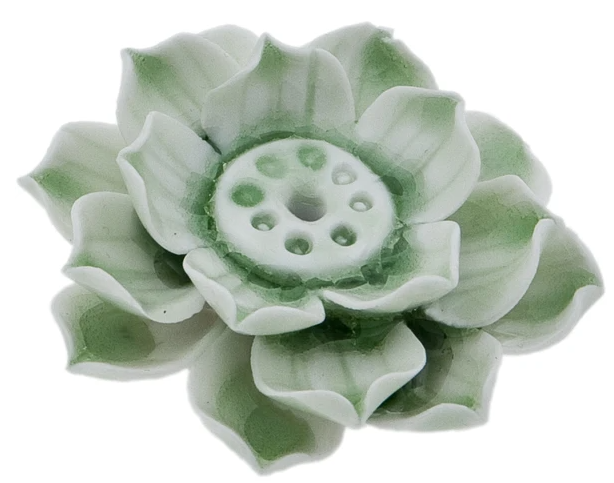 Ceramic Lotus Incense Burner - GREEN - Click Image to Close