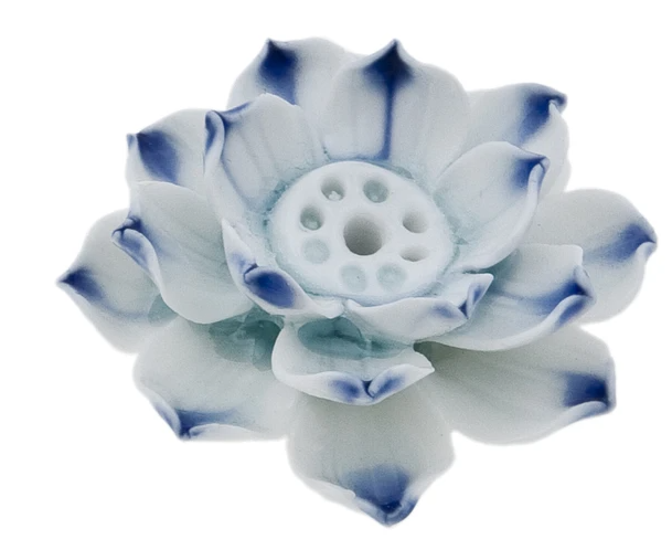 Ceramic Lotus Incense Burner - BLUE - Click Image to Close