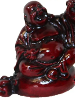 Red Resin Buddha Miniature Figurine - Eating Pose - Click Image to Close