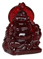 Colorful Resin Buddha Miniature - Red - Click Image to Close