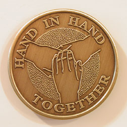 Hand in Hand Together Bronze Medallion - Click Image to Close
