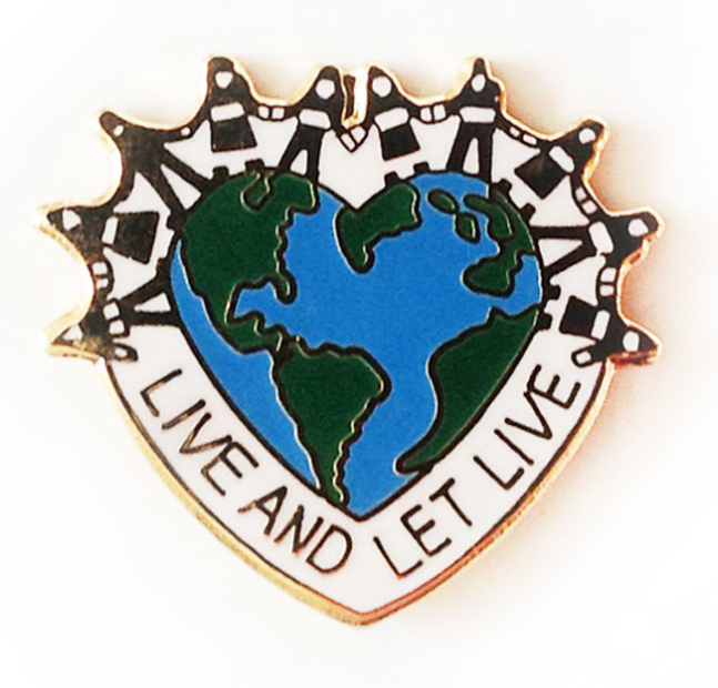 Live and Let Live Earth Heart Pin