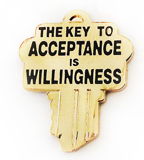 Acceptance is the Key to Willingness Pin - Click Image to Close