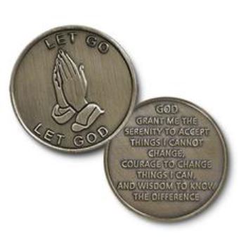 Let Go Let God Praying Hands Bronze Medallion - Click Image to Close