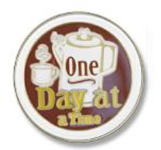 One Day at a Time Coffee Pot Pin - Click Image to Close