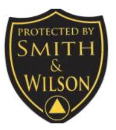 Protected by Smith & Wilson Shield Sticker