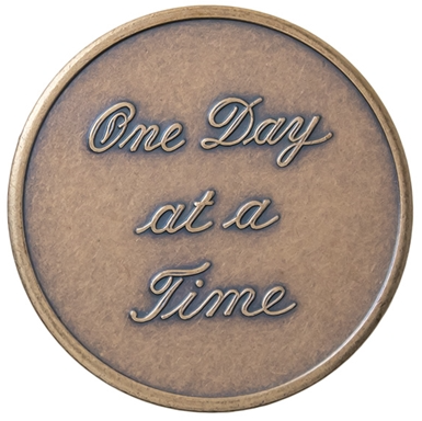 One Day at a Time Script Bronze Medallion