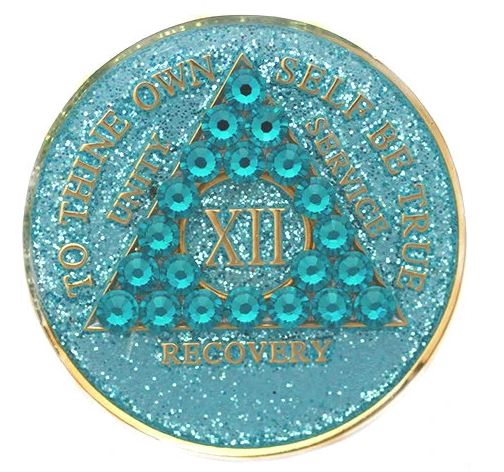 AA Aqua Crystallized Aqua Glitter Triplate Medallion - Click Image to Close